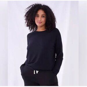 Women's Stripe & Stare Black Cozy Basic Lightweight Sweatshirt SZ Small